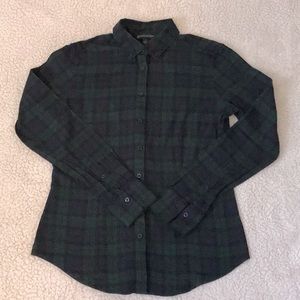 Brooks Brothers Green & Navy Tartan Plaid Shirt Size 2